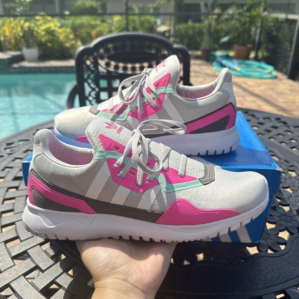 Adidas Originals Flex J Grey Screaming Pink Kid's Athletic Shoes FX5320 Size 7